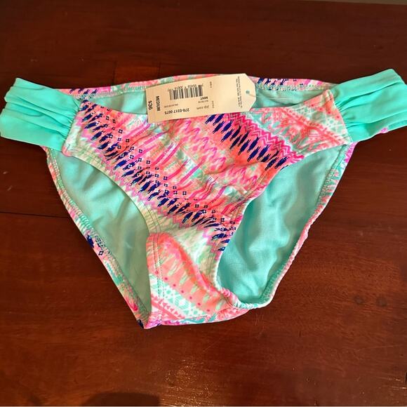 Arizona Jean Swim Beach Bikini Bottom Pink Mint Green Print NWT Medium - Picture 8 of 8